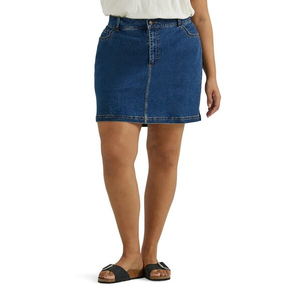 Lee Denim Skort Mid Rise Regular Fit Women’s Plus Size 26W Stretch Hidden Short - Picture 1 of 10